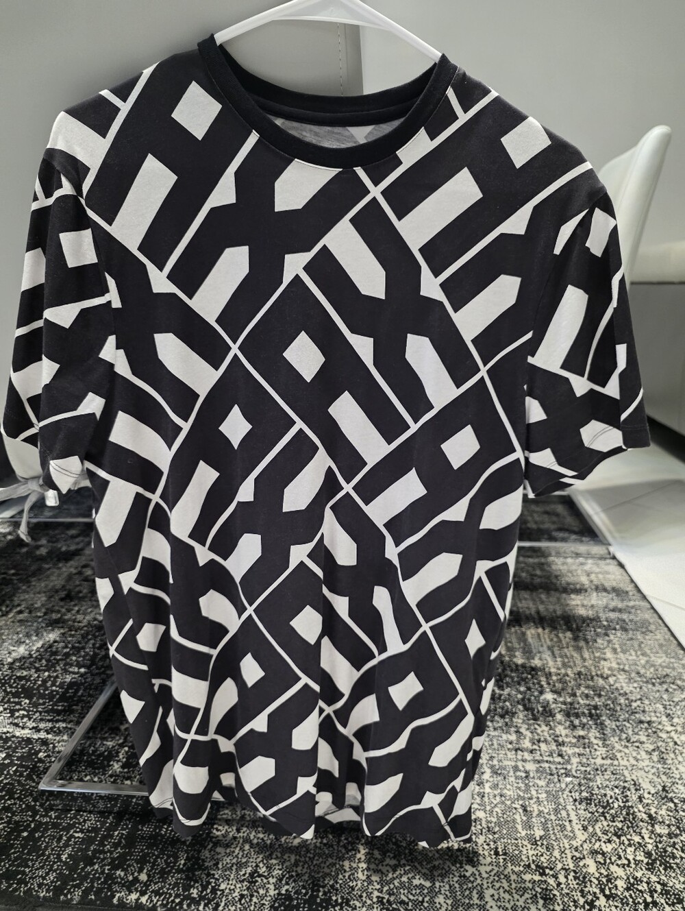 Armani Exchange Black and White Geometric Logo Tee